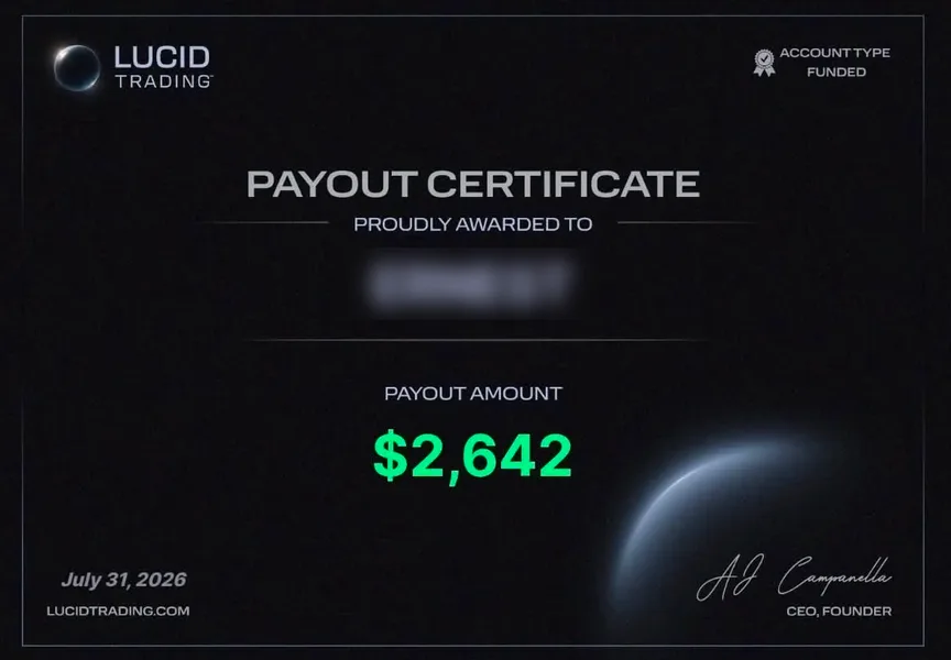 Payout / certificado funded de la comunidad